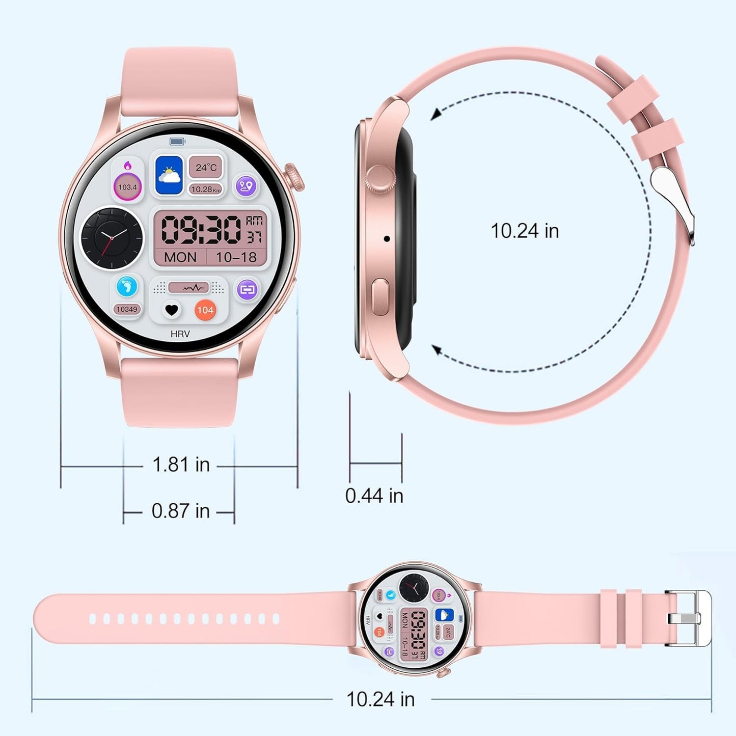 Smart Watch (Answer/Make Calls), Ultra Thin 1.43’’ AMOLED Smart Watches for Men Women, 100+ Sport Modes Fitness Tracker with Blood Oxygen/Heart Rate Monitor, IP68, Android IOS(with 2 bands)(Pink)