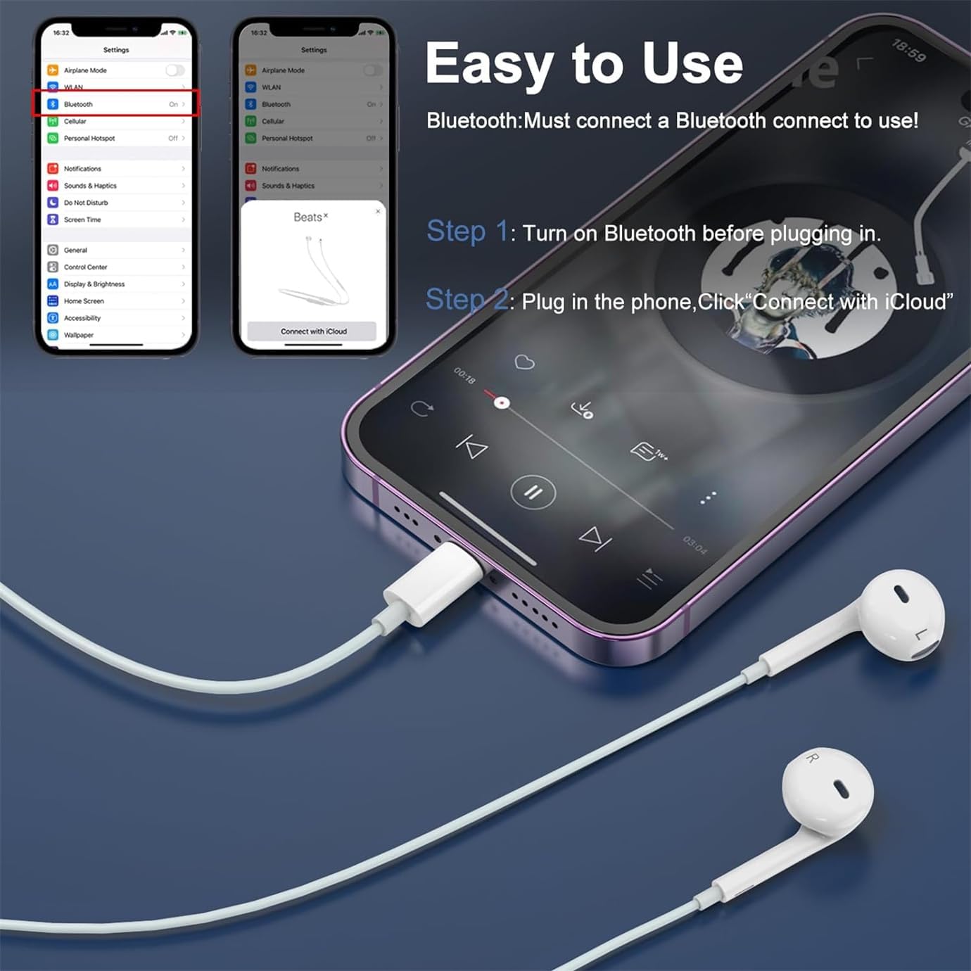 2 Packs- Wired Headphones for iPhone Earbuds Built-in Microphone & Volume Control Nosie Reduction Headsets Compatible with iPhone 14/13/12/11/XR/XS/X/8/7/SE/Pro/Pro Max/Support All iOS System