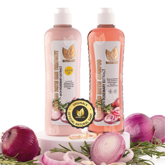 NATURAL SANT - Onion Biotin and Rosemary Shampoo & Treatment for Stronger, Thicker and Longer Strands - Soft Shine, Anti-Hair Loss and Thinning, Growth Formula, Paraben and Silicone Free