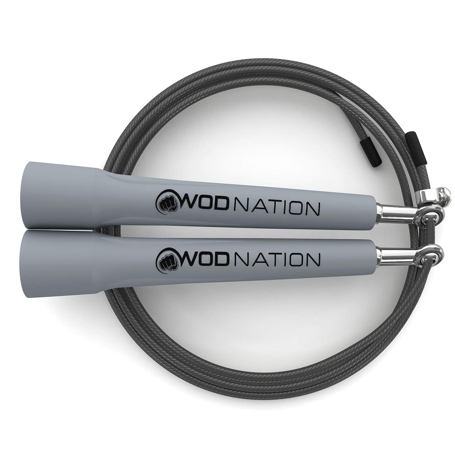 WOD Nation Adjustable Speed Jump Rope for Men, Women & Kids, Fitness - Gray Skipping Rope for Boxing, MMA, Endurance, and Gym Workout