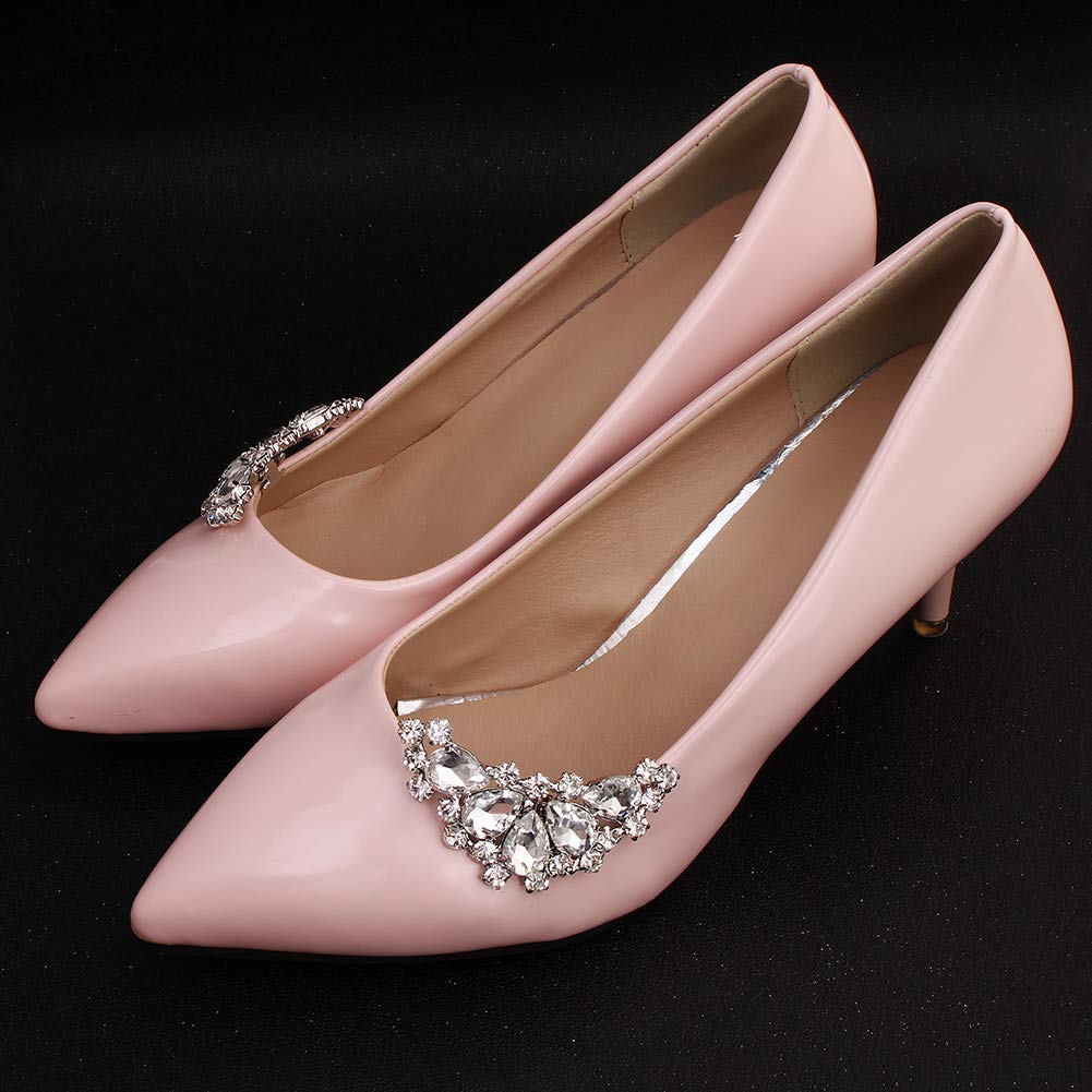 Uongeod HJYHYN Silver Shoe Clips Shoes Jewelry Decoration Crystal Shoe Buckle for Wedding party