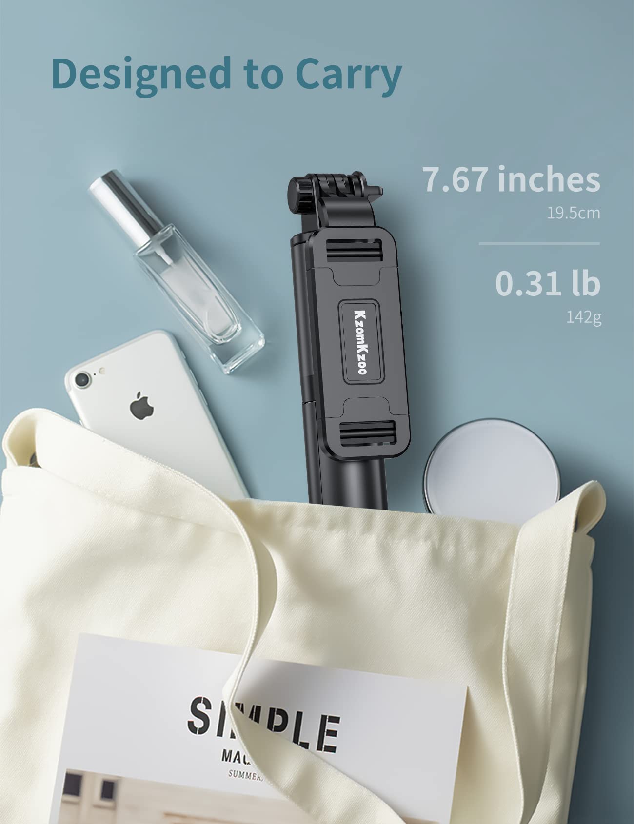 Trípode para selfies con control remoto inalámbrico desmontable, 4 en 1, extensible, portátil y soporte para teléfono compatible con GoPro, iPhone/Samsung/Huawei