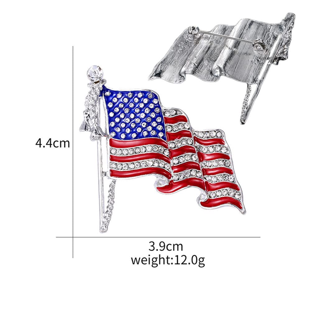 American Flag Brooches American Flag Pin, American Flag Lapel Pins, Waving USA Flag Pins, Sparkling Rhinestone Brooch Pins for women Hats Backpacks Clothes,Patriotic Badge US lapel pins for men