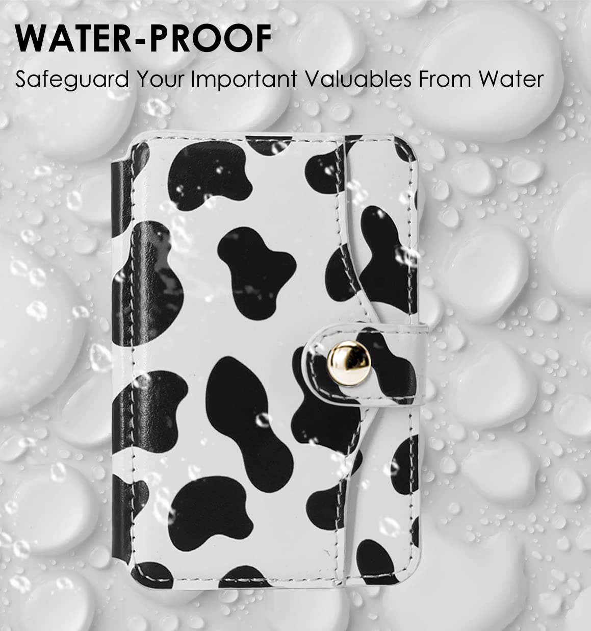 M-Plateau Phone Card Holder, Stick On with Snap Closure 3M Adhesive Leather Phone Wallet Work with iPhone 14 Case and Most Smartphones (Cow Print)