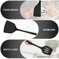 TeamFar Silicone Cooking Utensils Set of 5, Kitchen Utensils Solid & Slotted Spoons Turners Pasta Server for Nonstick Cookware, Healthy & Heat-Resistant, Seamless & Non-Scratch, Dishwasher Safe, Black