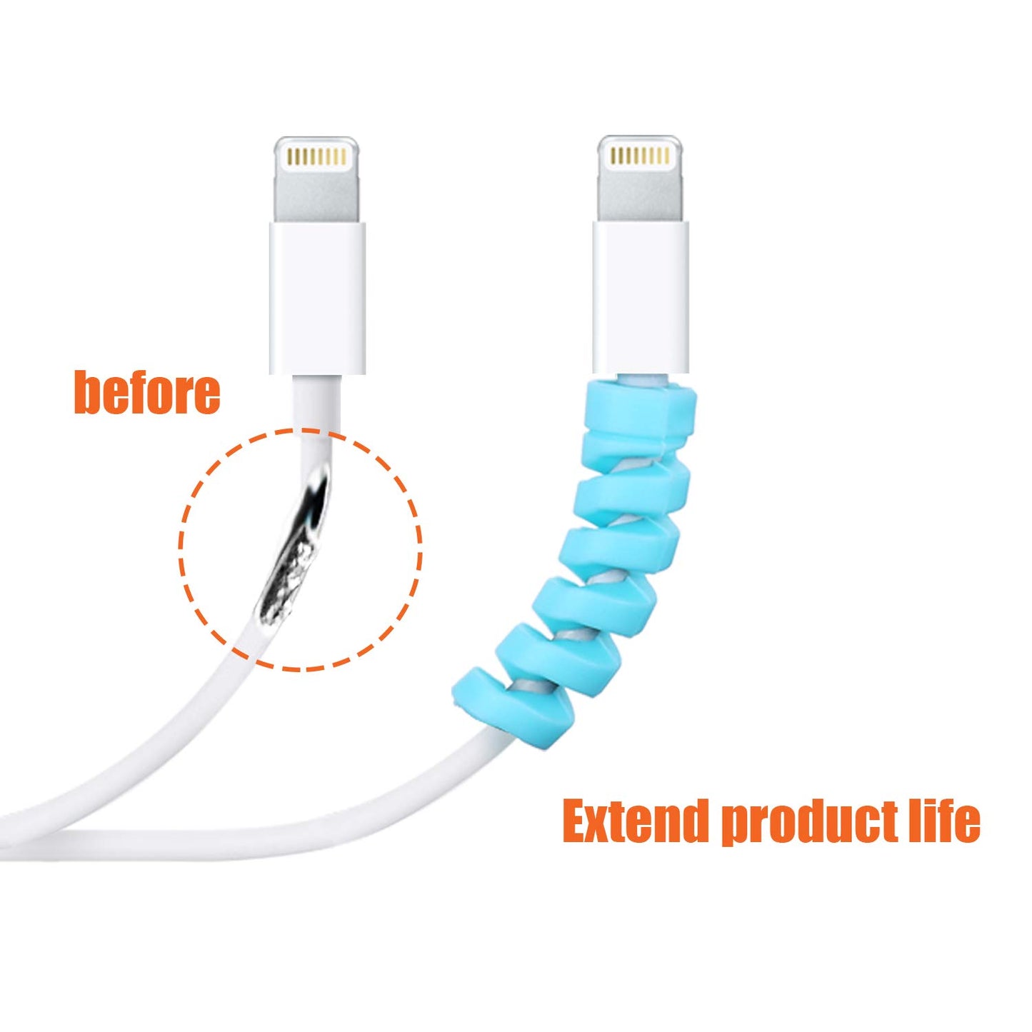 Jetec - Protector de cable de carga de 24 piezas, protector de cable flexible de silicona, protector de cable de mouse, apto para todas las líneas de datos de teléfonos celulares (negro, rosa, azul, verde)