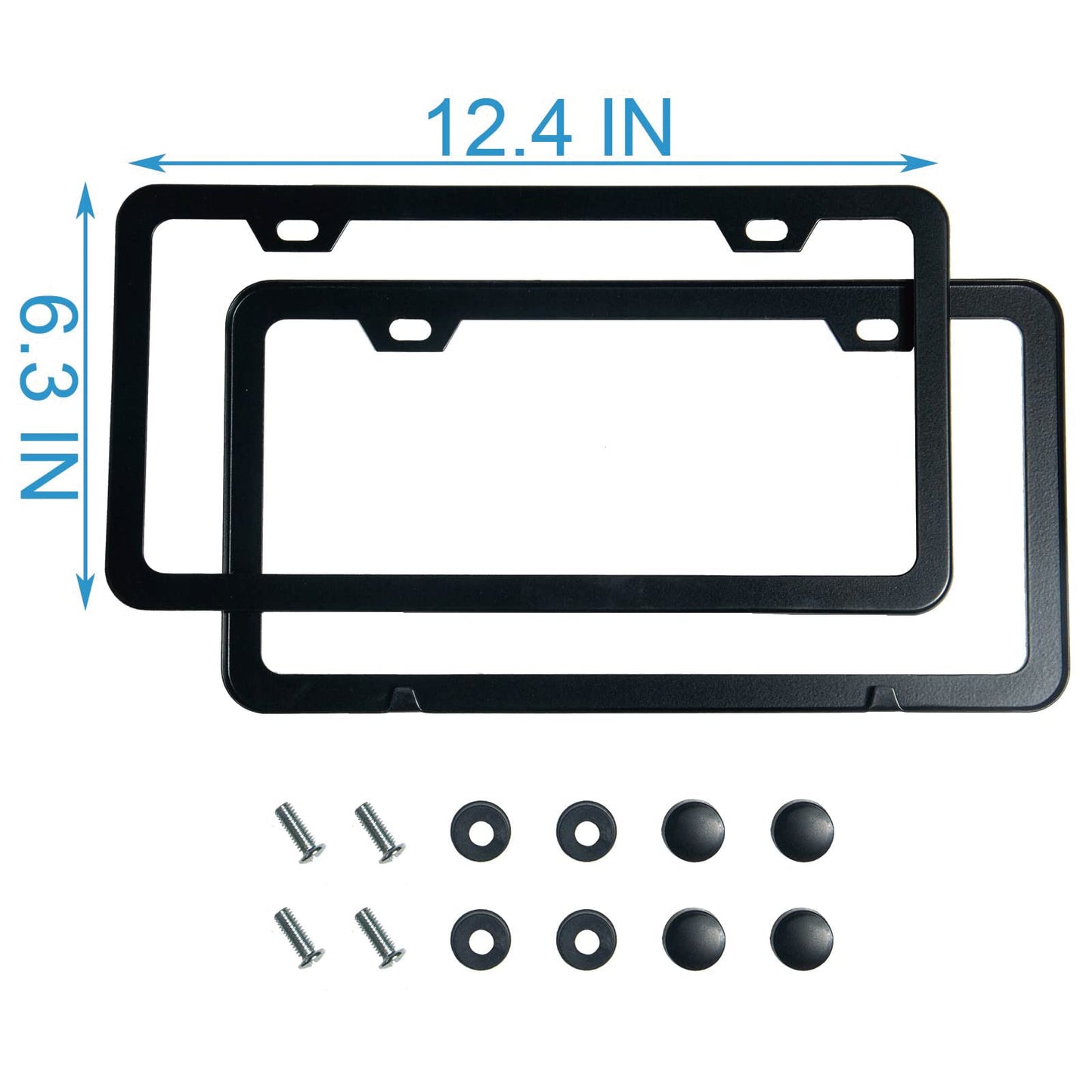 2PCS Premium Matte Black License Plate Frames, Solid Rust-Proof Aluminum Holder with 2 Holes, Universal Car Frame for Women and Man, Including Screws, by Lengnoyp.