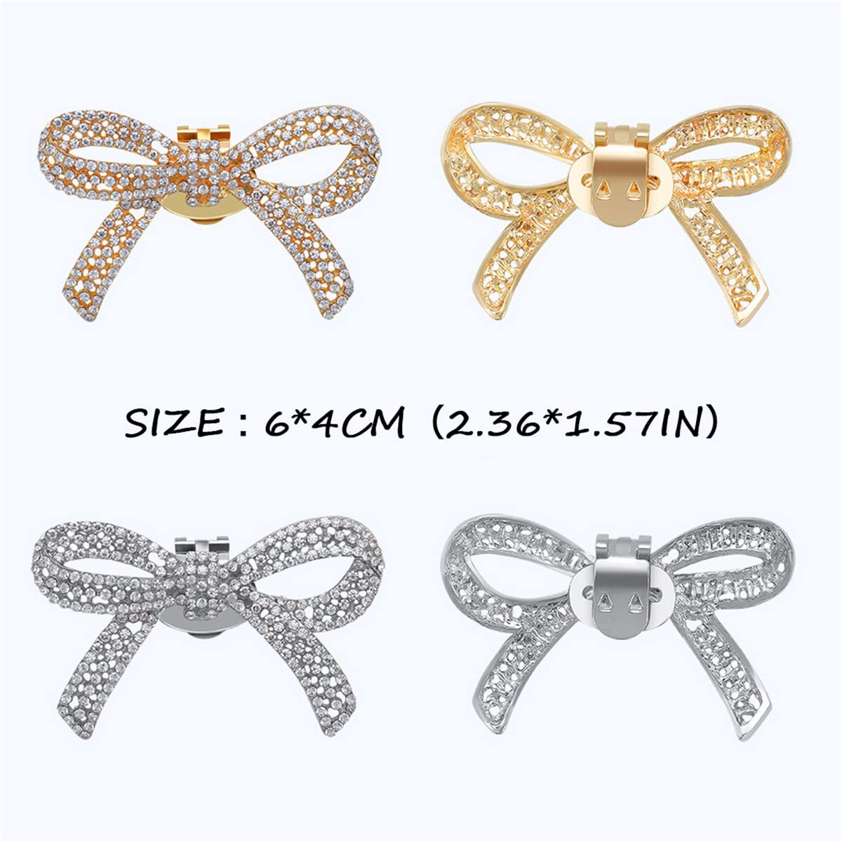 1 Pair Rhinestone Shoe Clips Classic Detachable Bow Heels Accessories Shoe Decoration Fashion Bridal Wedding Shoe Charms Silver