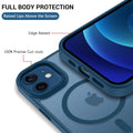 Coque iPhone 12 et iPhone 12 Pro, [Compatible avec Magsafe] Slim Fit Antichoc Translucide Mat Protection Femmes Hommes Filles Garçons Coque pour iPhone 12/12 Pro 6.1'', Bleu