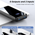 Portable Charger, 42800mAh Power Bank Built-in Cable, PD 22.5w Fast Charging Powerbank, External Battery Pack with 6 Outputs & 2 Inputs, Travel Phone Charger Compatible for iPhone,Samsung,Google