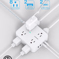 Surge Protector Power Strip - 8 Outlets with 4 USB (2 USB C) Charging Ports, Multi Plug Outlet Extender, 5Ft Braided Extension Cord, Flat Plug Wall Mount Desk USB Charging Station for Home Office ETL