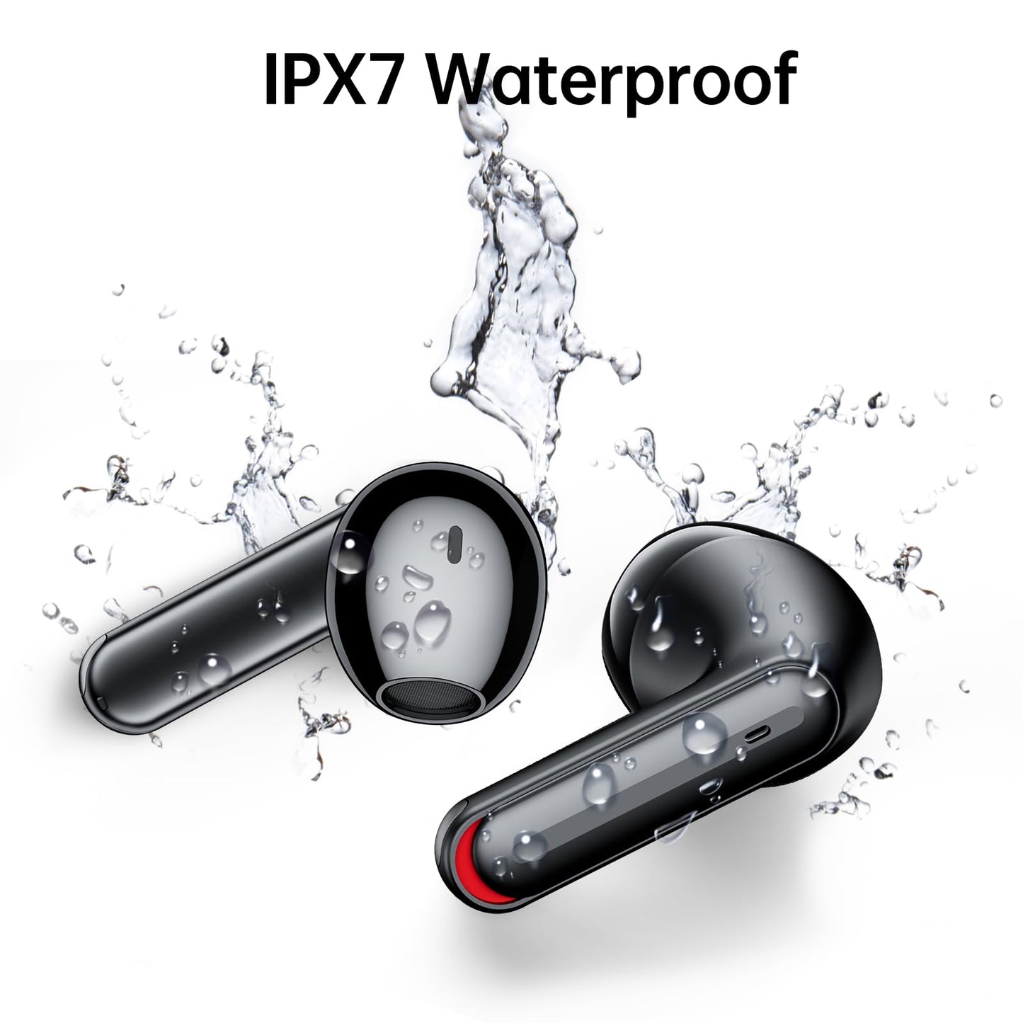 Auriculares inalámbricos Bluetooth con 60 horas de reproducción, IPX7, resistentes al sudor, deportivos, con estuche de carga inalámbrica y micrófono, auriculares para TV, teléfono, computadora portátil, reloj inteligente, color negro