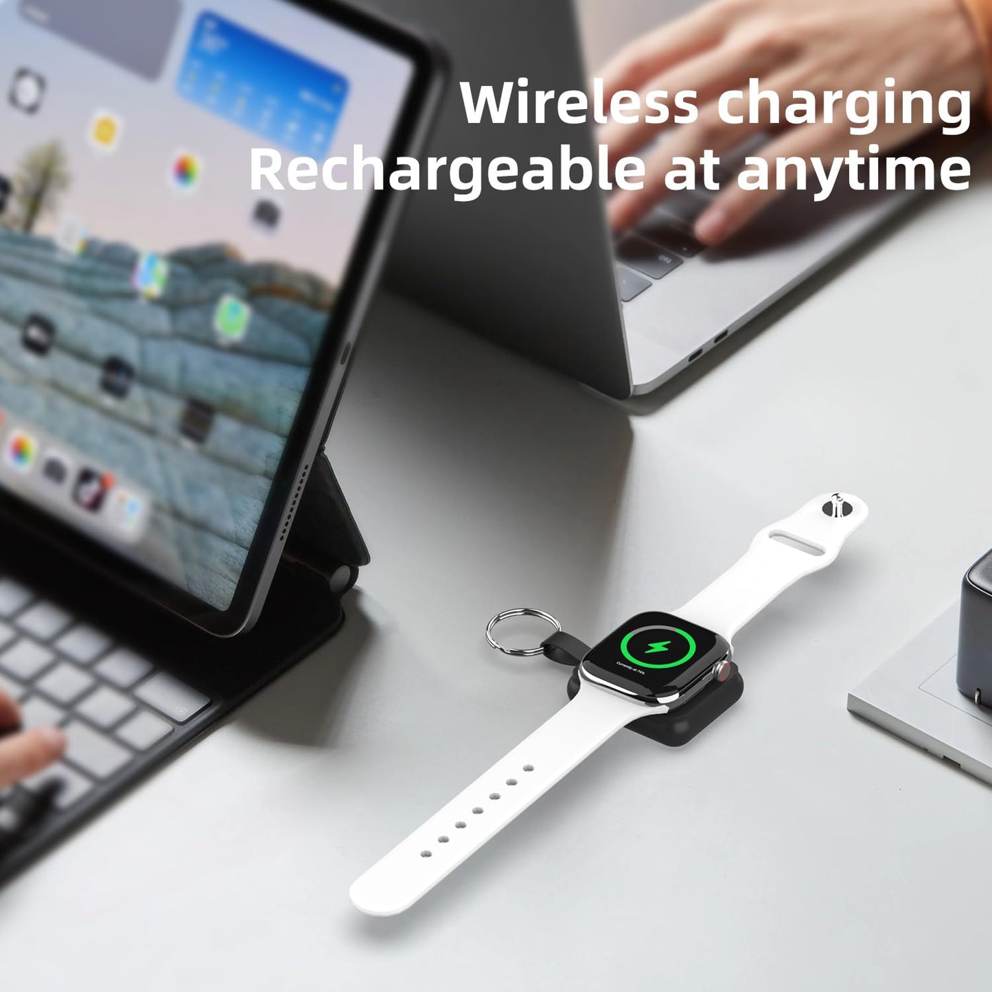 PEAPOLET Portable Charger for Apple Watch Charger 1200mAH Key Chain Watch Charger，iwatch Portable Charger Suitable,10/9/8/7/6/SE/5/4/3/2/1/UItra/UItra 2