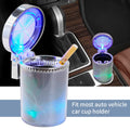 Cendrier de voiture Bosaidong, cendrier automatique avec lumière LED, mini poubelle de voiture, cendrier portable avec couvercle adapté à la plupart des véhicules, argent