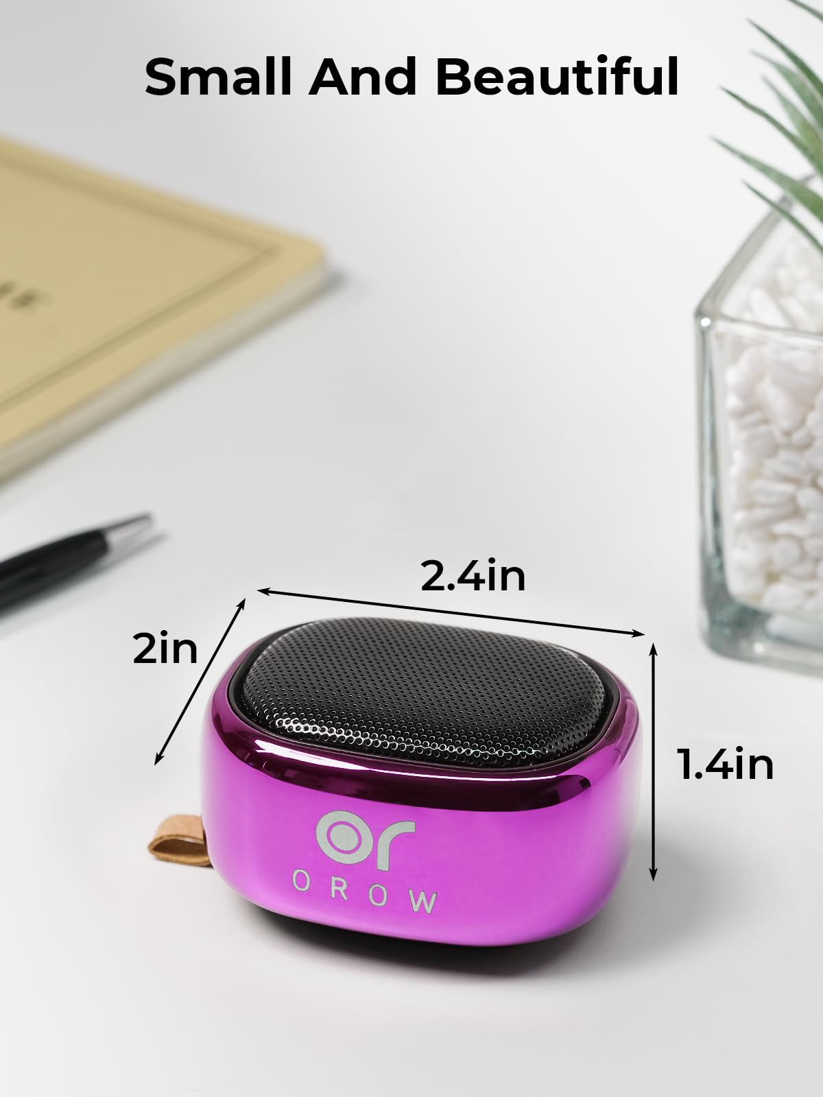 OROROW Petit haut-parleur Bluetooth, mini haut-parleur portable sans fil, portée Bluetooth de 49 pieds, basses améliorées, prise en charge de la carte TF, haut-parleur Bluetooth pour iPhone, voyage, randonnée, voiture, cadeau (violet)