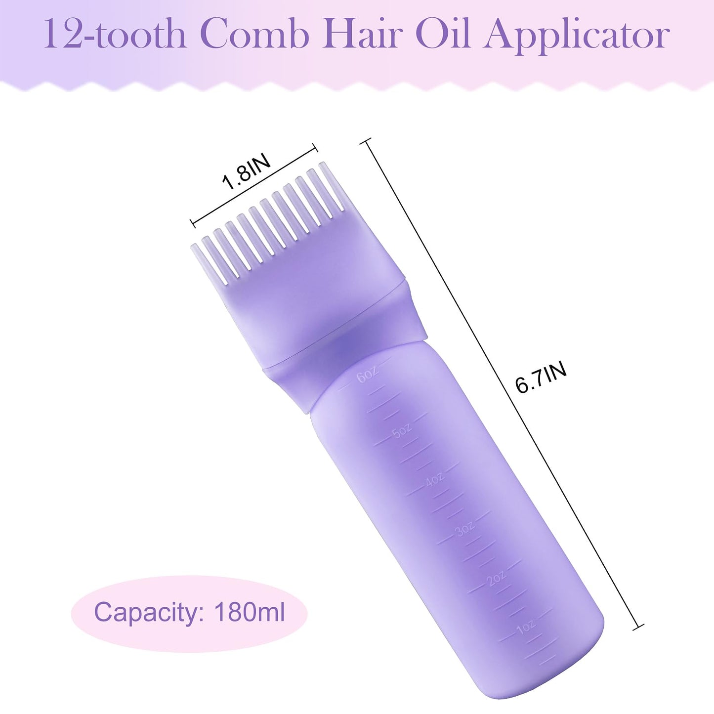 Cosywell Root Comb Applicator Bottle 6 Ounce Hair Dye Applicator Brush 3 Pack for Hair Root Comb Color with Graduated Scale(Pink White Purple)