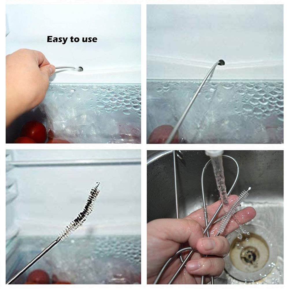 Extra Long Pipe Tube Cleaner Fridge Drain Pipe Dredging Tool Flexible Drain Brush Skinny Tube Spiral Cleaning Brush Drinking Straw Cleaner Brush Nylon Spring Aquarium Filter Brush 155CM (White)