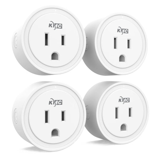 Lot de 4 mini prises intelligentes KMC, prises Wi-Fi pour maison intelligente, contrôle à distance des lumières et des appareils depuis n'importe où, aucun hub requis, certifié ETL, fonctionne avec Alexa et Google Home