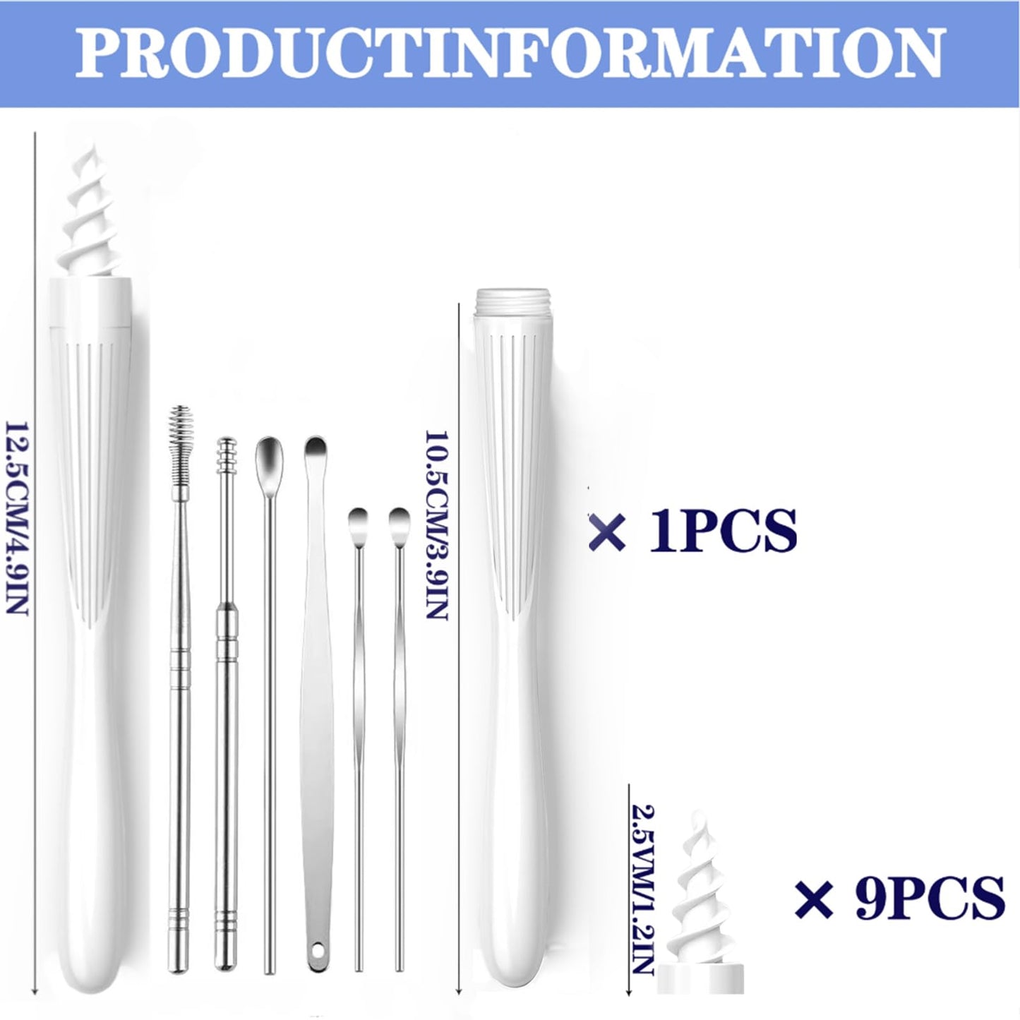 Outil de retrait de cérumen 3 en 1, Q-Grips Embouts en silicone souple de remplacement réutilisables et lavables pour le nettoyage du cérumen, le kit de retrait de cérumen contient 3 types de nettoyants pour oreilles (noir brillant)