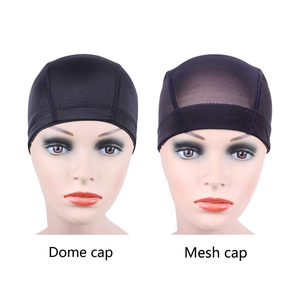 YANTAISIYU 2 Pcs/Lot Wig Caps Mesh Cap for Making Wig Stretchable Hairnets with Wide Elastic Band Mesh Dome Cap for Wigs (Black Mesh Cap M)