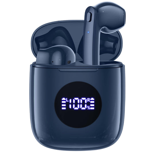 CAPOXO Wireless Earbuds, Bluetooth Earbuds Headphones Bass Stereo, IPX7 Waterproof Ear Buds with Mic LED Display, in Ear Earphones, 78H Playtime for Smartphone Laptop Pad Sports Workout,Dark Blue