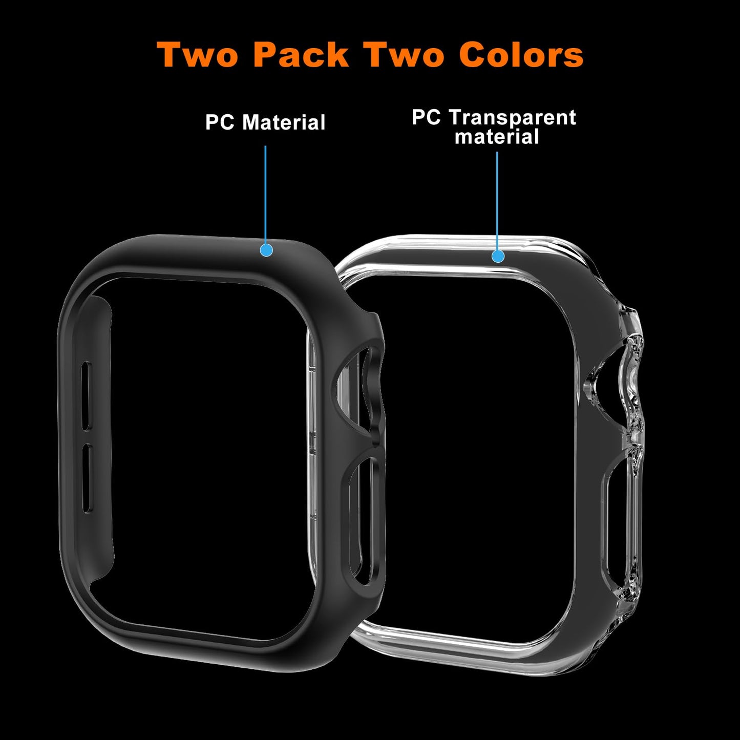 Jaroco - Juego de 2 fundas protectoras para Apple Watch Series SE2 SE 6 5 4 40 mm (sin protector de pantalla), delgadas y a prueba de golpes, para accesorios iWatch S6/S5/S4/SE de 40 mm, color negro y transparente