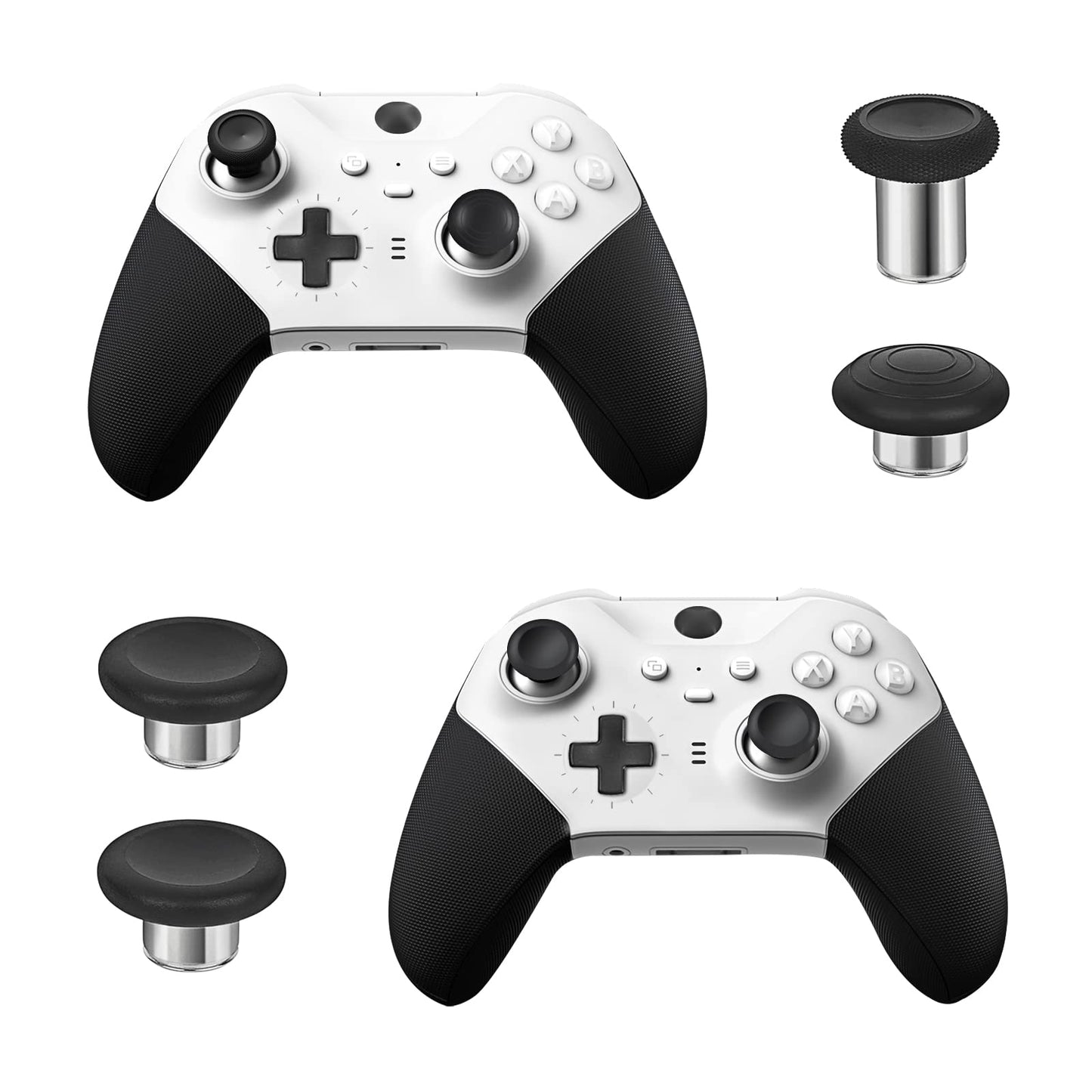 Metal Replacement Thumbsticks for Xbox Elite Controller Series 2 Core, Component Pack Includes 4 Swap Magnetic Joysticks, 4 Paddles, 1 Standard D-Pads, Accessories Parts for Xbox One Elite 2(Black)