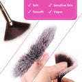 Brush Master Fan Makeup Brush For Highlighter, Blush, Flutty&Powder Cosmetic Tool w/Long Handle& Anti-Champagne Gold Brush