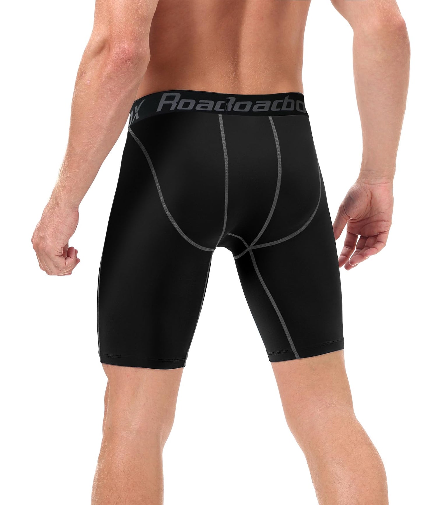 Short de compression Roadbox pour homme, sous-vêtement d'entraînement athlétique, frais et sec, en élasthanne, pour course à pied, gym, sport (noir, M)