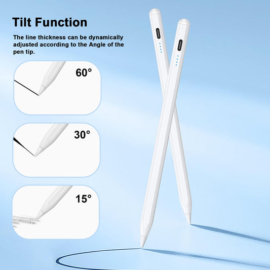 Stylus Pen for iPad 9th&10th - Type-c Charging Pencil for iPad Palm Rejection Active Pen Compatible with（2018-2023） Apple iPad 6/7/8/9/10，iPad Air 3/4/5，iPad Mini 5/6, iPad Pro 11"/12.9"（White）