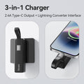 Sanag 3-in-1 Small Portable Charger Power Bank 5,000mAh with Built-in USB C Cable & AC Wall Plug, 18W Fast Charging Mini External Battery Pack for iPhone 15, 14 Series, Galaxy, MacBook, and More