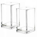 2 Pack Clear Acrylic Pencil Pen Holder Cup,Desk Accessories Holder,Makeup Brush Storage Organizer,Modern Design Desktop Stationery Organizer for Office School Home Supplies,2.6x 2.6x 4 inches