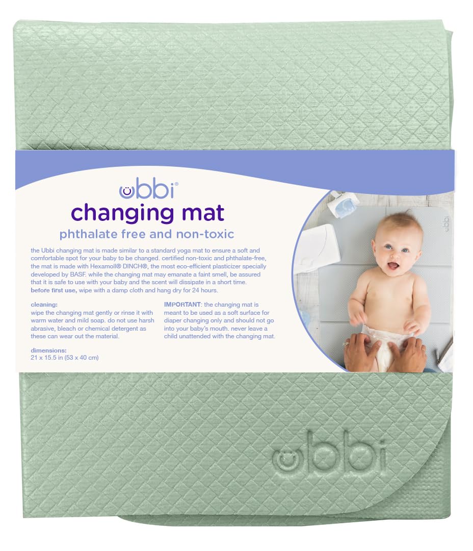 Ubbi On-The-Go Diaper Changing Mat, Baby Portable Changing Mat, Baby Traveling Accessories, Sage