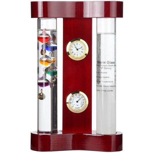 Station météo analogique Lily's Home, avec thermomètre Galileo, horloge à quartz de précision, hygromètre analogique et prédicteur météo Fitzroy Storm Glass, 5 sphères multicolores (7 po x 4,25 po)