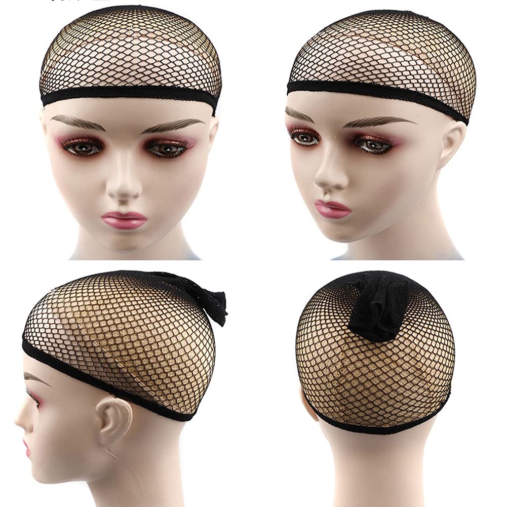 3 Packs Elastic Mesh Net Wig Caps for Women Open End Wig Cap for Long and Short Hair (3 Packs, Black)