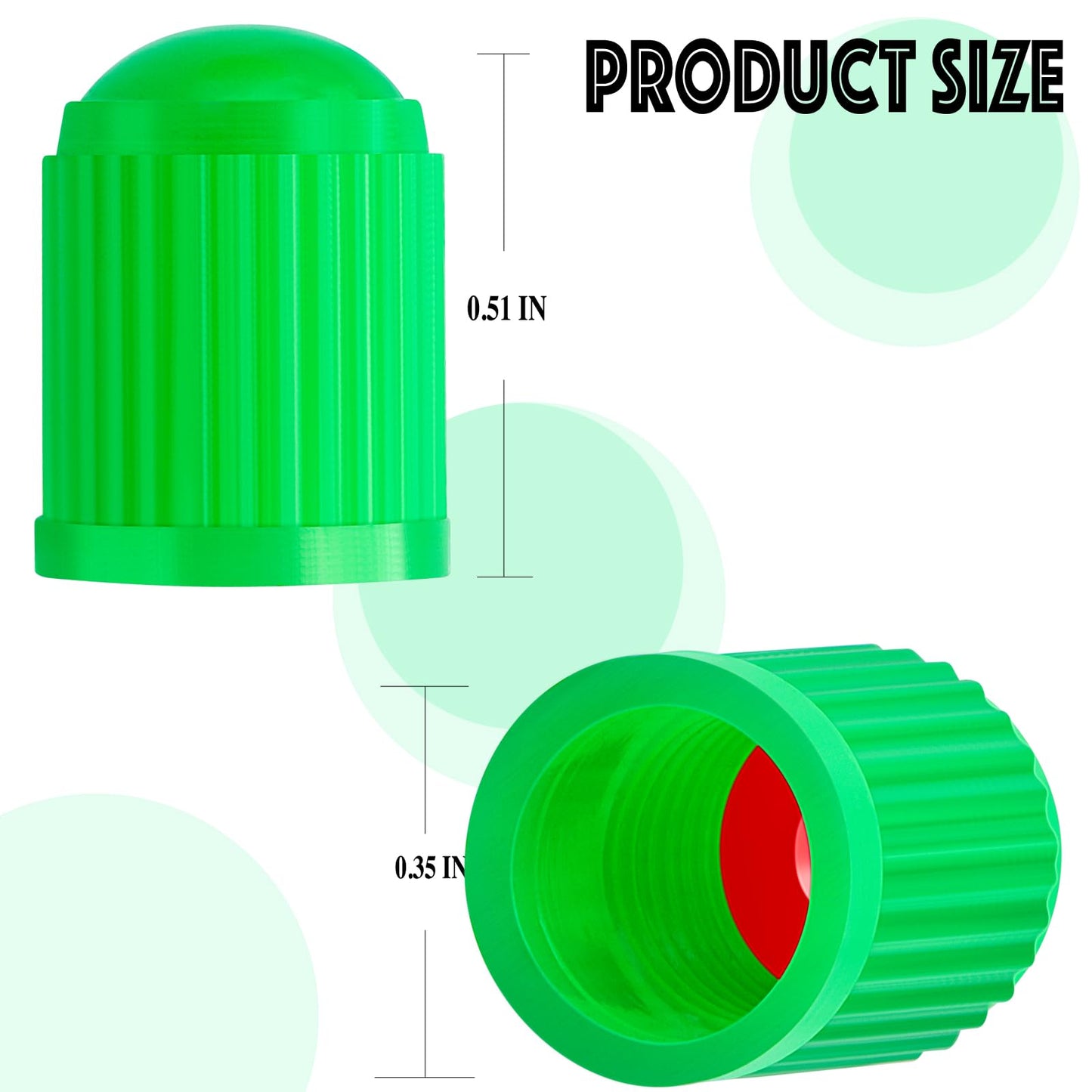 Lot de 50 bouchons de valve de pneu, résistants à la corrosion, avec joint torique en caoutchouc, étanches à l'air, robustes et anti-poussière pour voitures, SUV, camions, vélos, motos, vélos (vert)