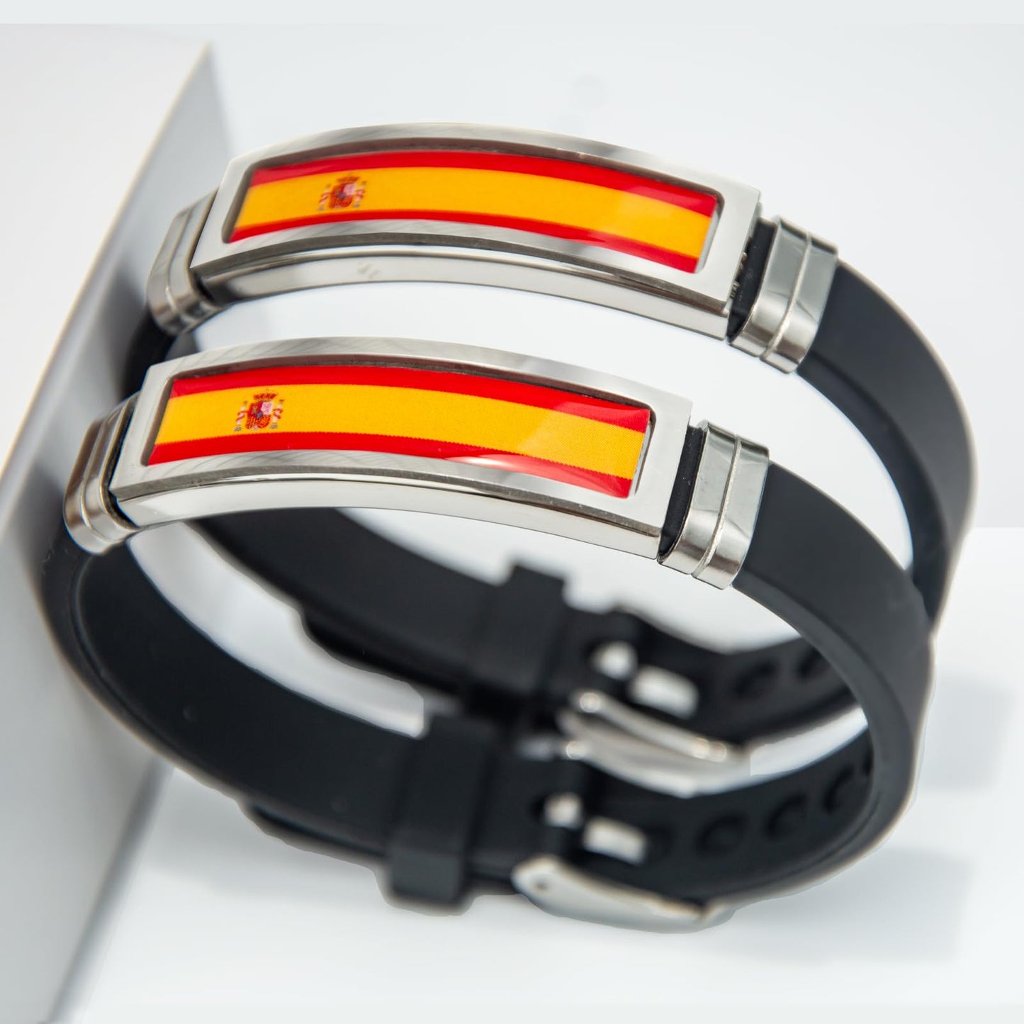 COHHFWPD Spanish Flag Silicone Bracelet, Rubber Flag Bracelet, Personalized Bracelets 2pcs as a Good Gifts for Youngster