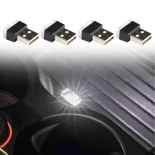 4PCS USB LED Car Interior Atmosphere Lamp, Led Lights for Car, Plug-in USB A Interface Trunk Ambient Lighting, Universal Car Interior Accessories Portable Auto Ambient Lighting Kit for Most Cars