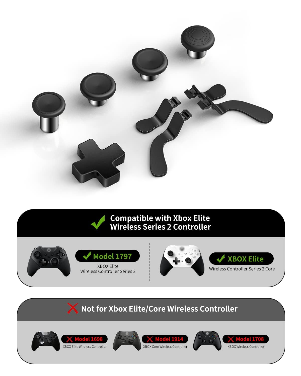 Xbox One Controller Charger, AOLION Xbox Elite Controller Series 2 Accessories, 10 in 1 Thumbsticks Replacement with 1 Xbox One Charging Station, 1 D-Pads, 4 Swap Joysticks, 4 Paddles