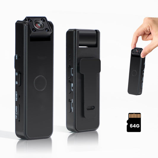 【Upgraded】 Mini Body Camera, 1080P Body Cam with 180° Rotatable Lens with Motion Detection and Night Vision Body Camera with Audio and Video Recording for Daily Records Security Traveling Guard (64GB)