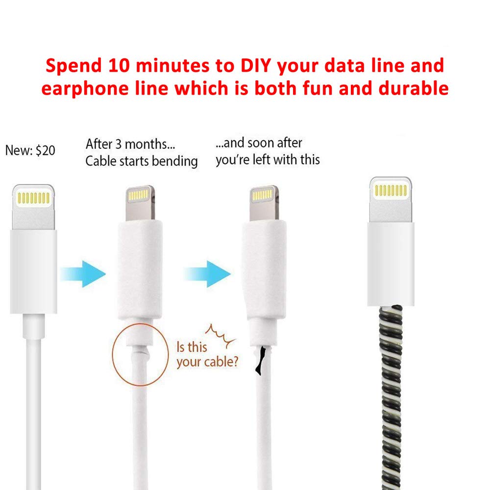 ZOSTLAND DIY Protector Data Cable 5W 18W 20W USB Charger Line Earphone Wire Saver Organizer Compatible with iPhone 15 14 13 12 Pro Max XS XR X iPad iPod iWatch (Alien Basic Set)