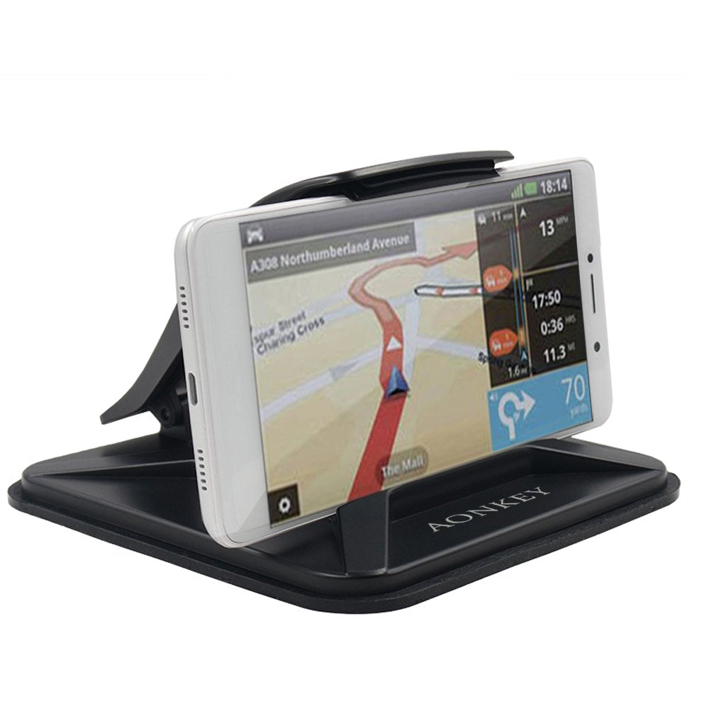 AONKEY Support de téléphone portable pour voiture, support de tableau de bord antidérapant pour GPS, support de voiture universel pour tous les smartphones, compatible iPhone XR XS Max X 8 7 6S Plus, Galaxy S10/S9 Plus S8 Note 9/8, LG V30, Pixel 3 XL