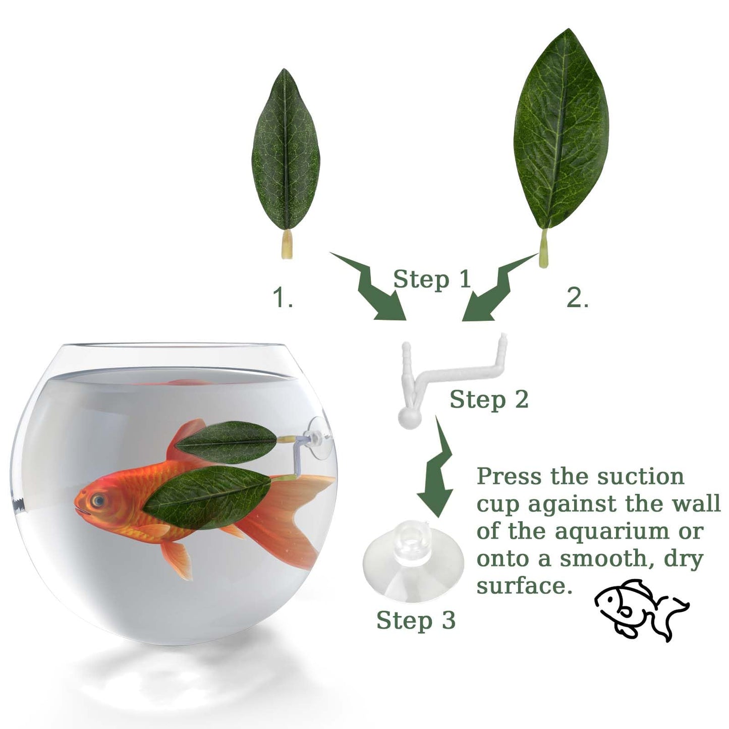 Lot de 3 accessoires pour aquarium Betta Fish Pad Feuille de poisson Betta Décor d'aquarium simulant l'habitat naturel des frayères Betta Lit de repos de reproduction avec ventouse