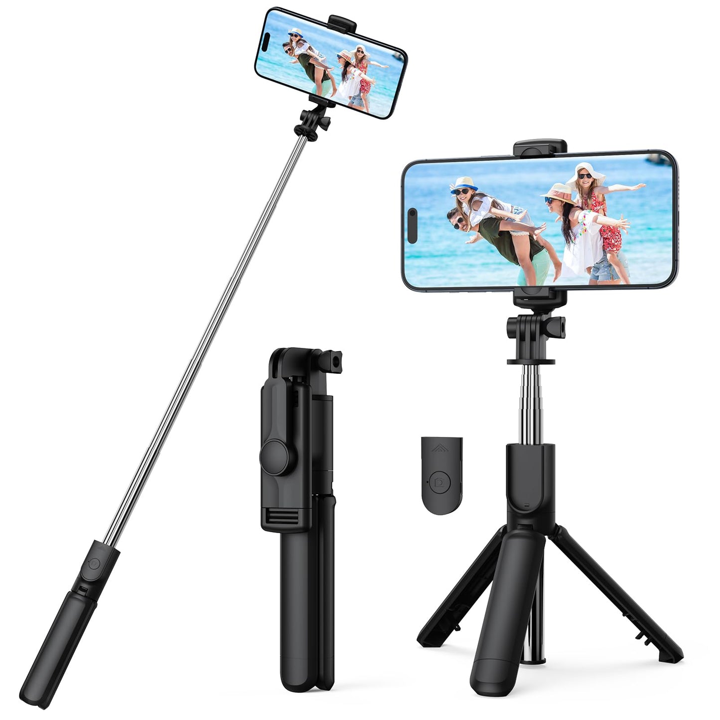 Aourxiv Selfie Stick Tripod, Retractable Selfie Stick Tripod with Wireless Remote Control, for Photograph, Live Streaming, Video Recording, Compatible with Android, iPhone and More