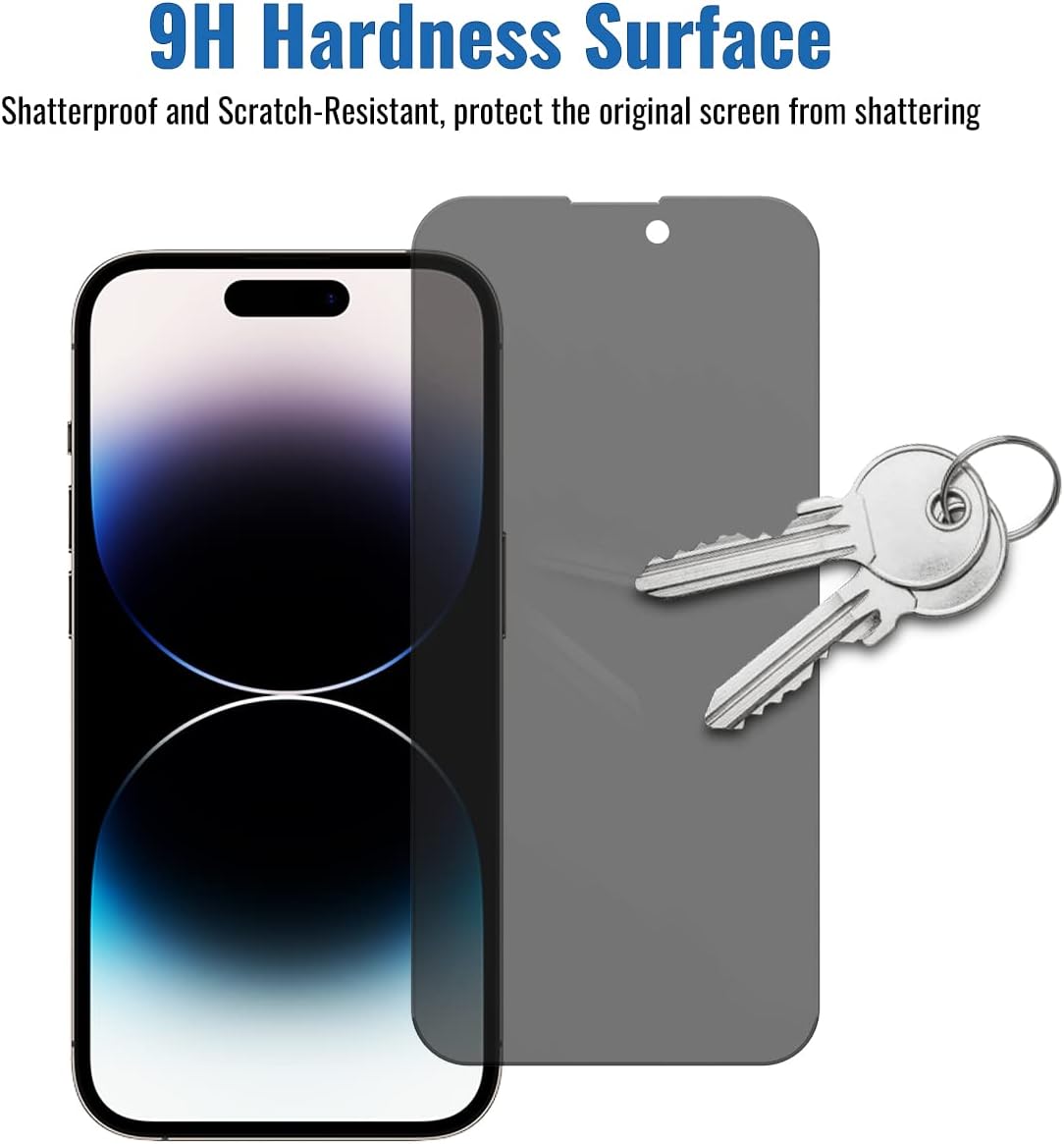 Paquete de 3 protectores de pantalla de privacidad para iPhone 14 Pro Max [6,7 pulgadas], protección del sensor, compatible con Dynamic Island, película de vidrio templado privado antiespía 9H, antiarañazos, compatible con fundas, fácil