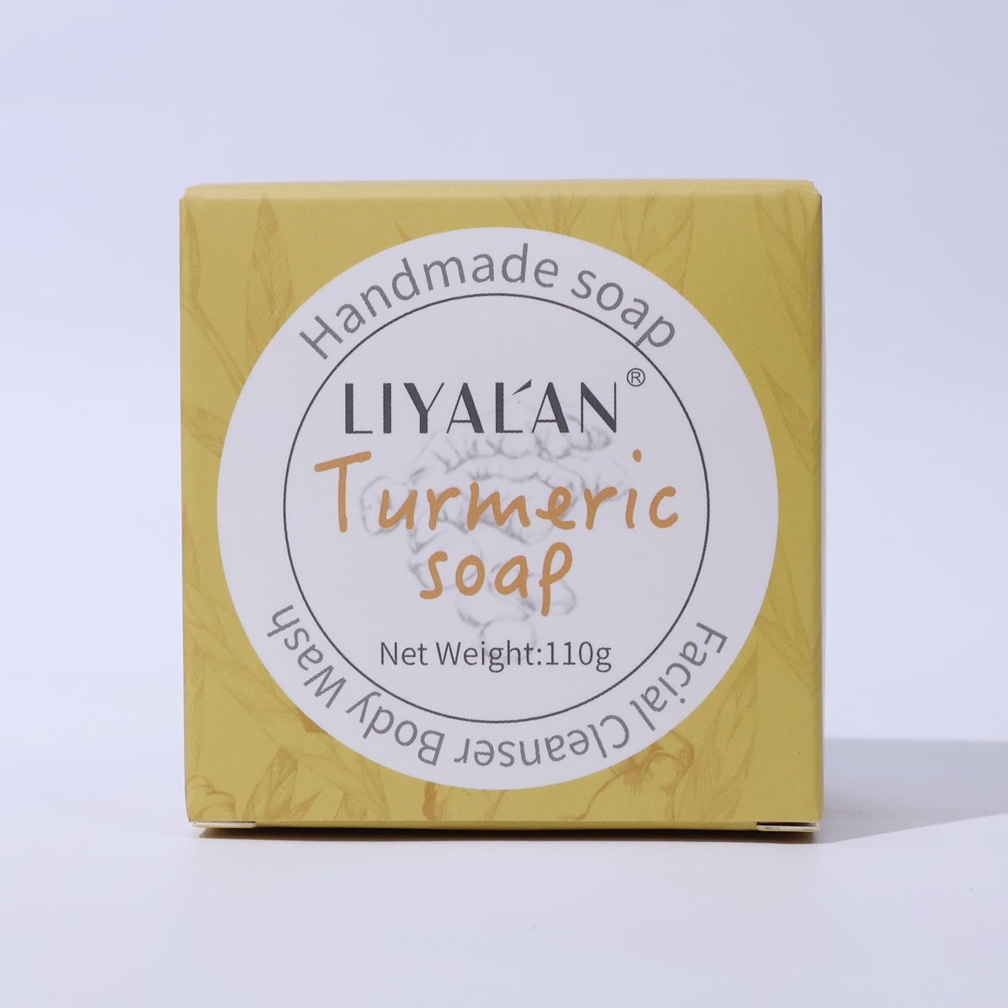 Barre de savon au curcuma LIYALAN pour le visage et le corps - Savon au curcuma, peau lisse, nettoyage en profondeur, savon naturel fait à la main, formule pour peau sensible, savon végétalien