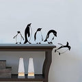 Adhesivo de vinilo divertido para pared con pingüinos saltando y volando, para decoración de cocina y mascotas