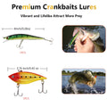 Kit de señuelos de pesca UperUper, cebos y aparejos que incluyen crankbaits, señuelos de superficie, spinnerbaits, gusanos, plantillas, anzuelos, caja de aparejos y más señuelos de pesca para lubina y trucha