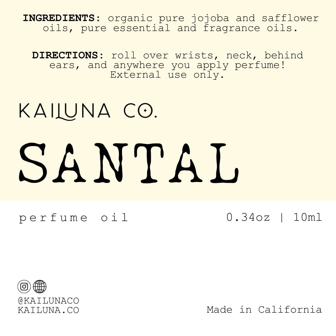 Santal Perfume Roll On with Pure Organic Jojoba Oil, Alcohol Free, Eau de Toilette, Made in California 33