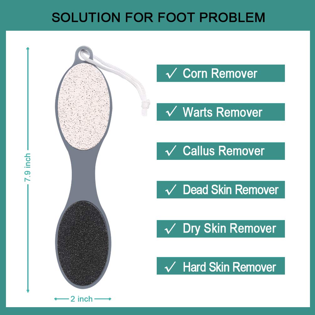 CAREHOOD Foot File Callus Remover - Multi Purpose 4 in 1 Feet Pedicure Tools with Foot Scrubber, Pumice Stone, Foot Rasp and Sand Paper for Home Foot Care (Grey Pedicure Foot File)